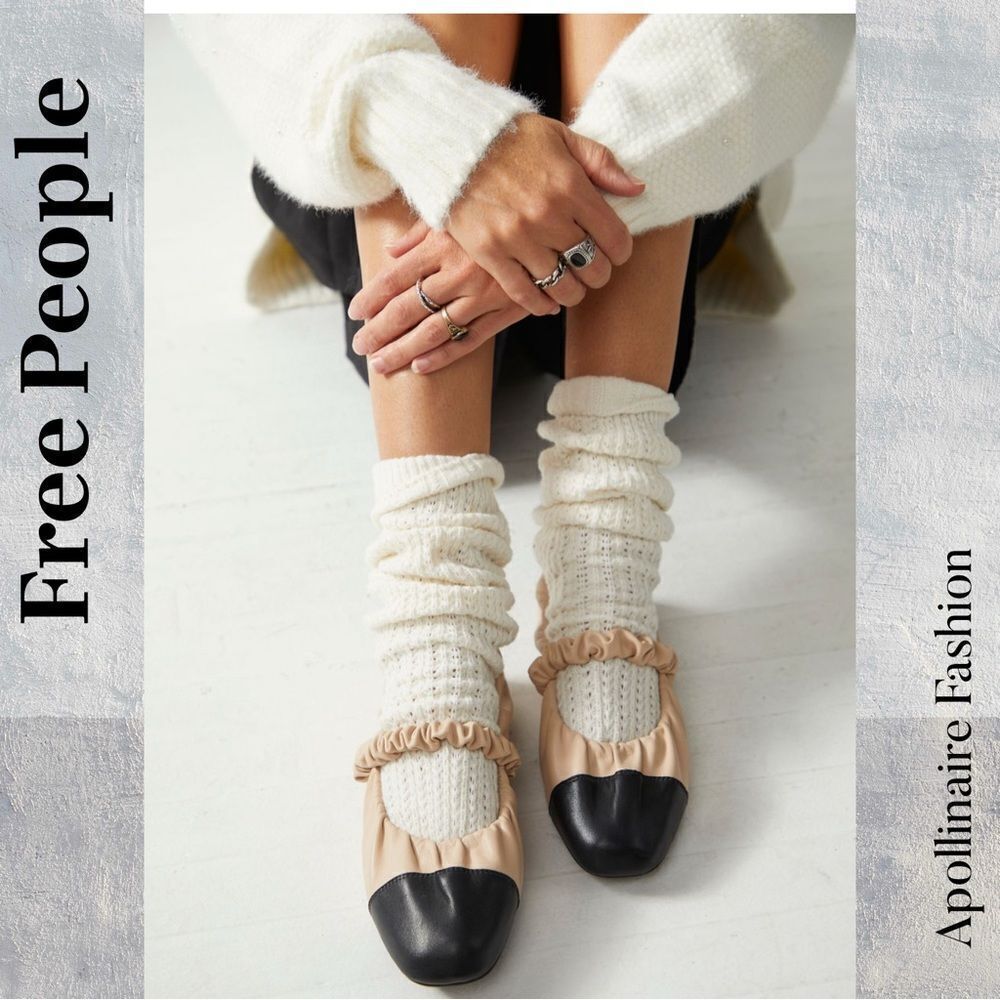 Free People Madeline Ballerina Beige and Black Ballet Flats Size 9 NWT